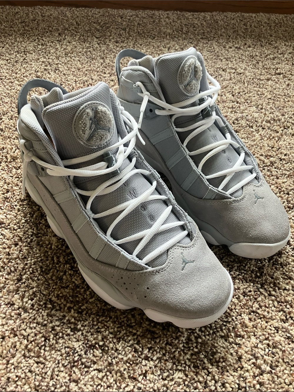Jordan Grey Suede High-Top Sneakers with White Laces